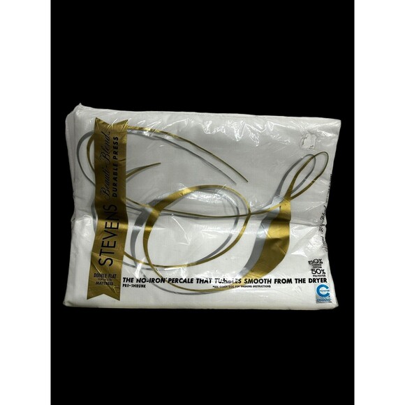 Vtg JP Stevens Beauti-Blend Durable Press Full Flat Sheet White NOS - Picture 2 of 3